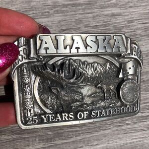 Alaska 25 year statehood belt buckle